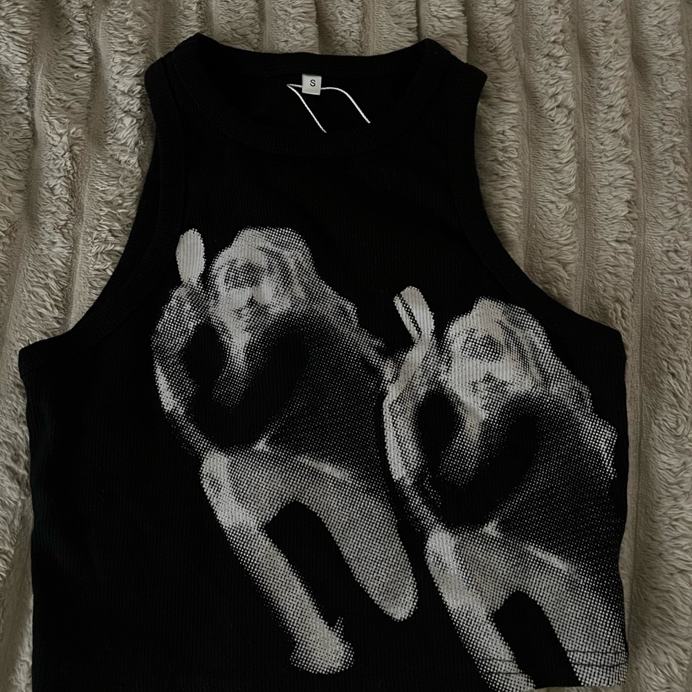Y2k Black Tank Top with Graphic